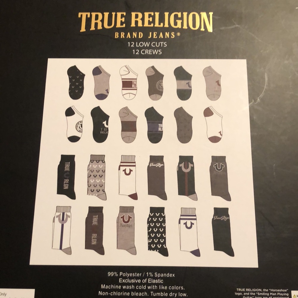 New in box 24 pairs of True Religion Socks-Just over $2 per pair!!!